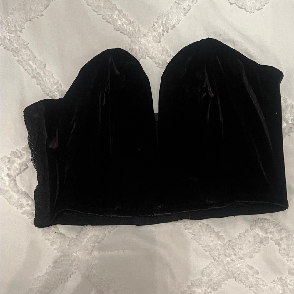 Black Velvet Strapless Top